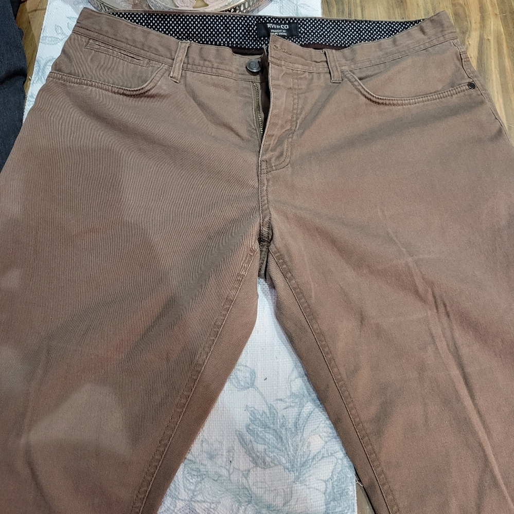 Brown flat front pants
